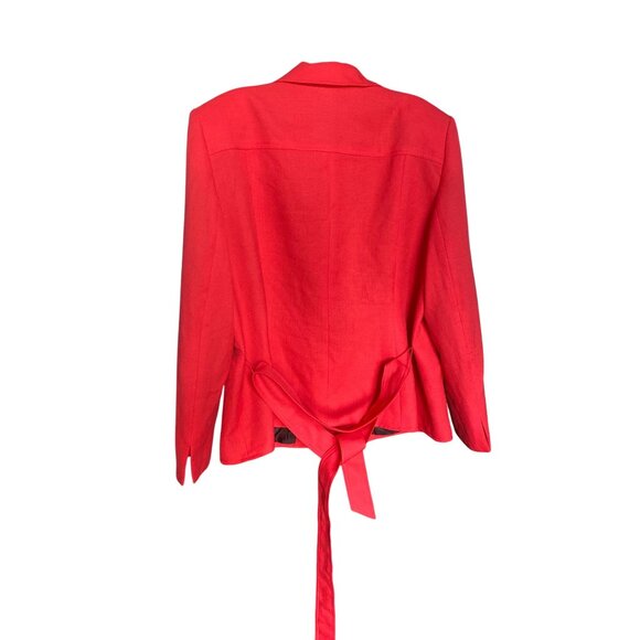 Le Suit Womens Red Blazer With Tie Back Size 18 - Picture 2 of 5